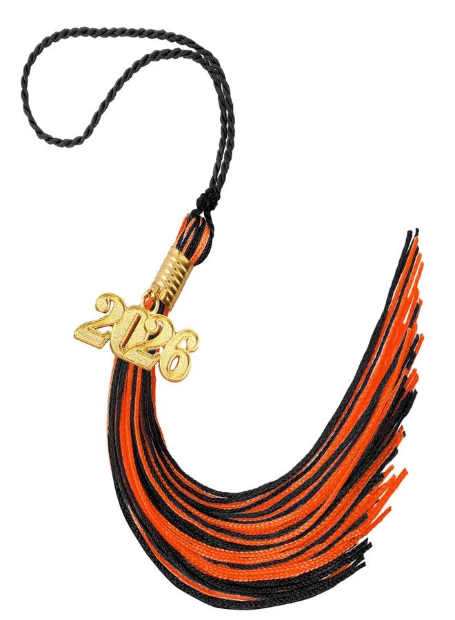 Nelisylux 2026 Tassel Graduation, Black and Orange Graduation Tassel, 2026 Tassel Charms for Graduations Cap Decorations, Tassels Memorial Grad Cords for College High School Graduate Hat Ceremonies Accessories - Image 1
